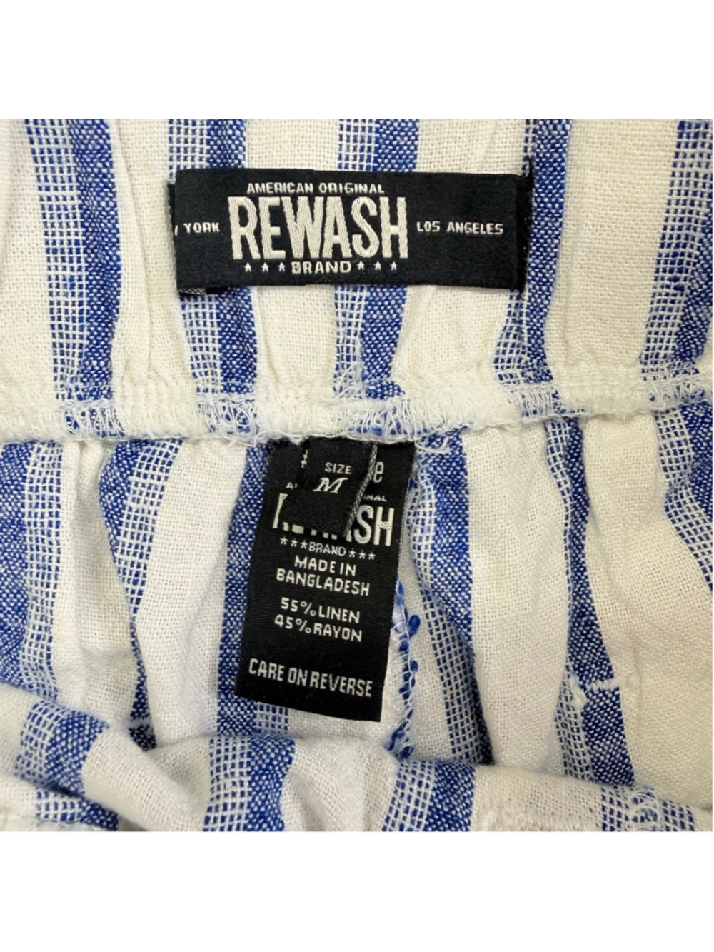Women's Rewash High Waist Striped Shorts Medium White Blue - Picture 5 of 11